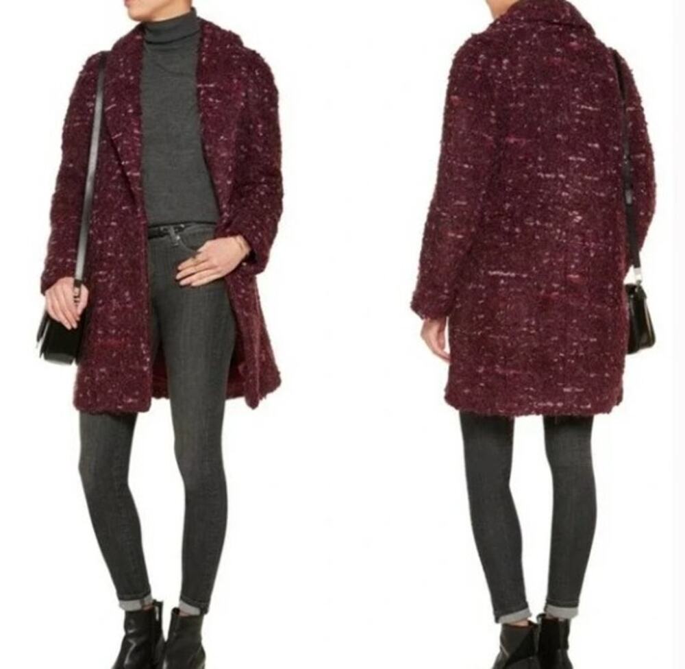 Elizabeth and James Bebe Boucle Jacket Maroon S